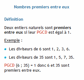 comment savoir que 2 nombres sont premiers entre eux