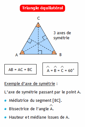 Triangle isocèle, triangle équilatéral, triangle rectangle - Cours de maths  